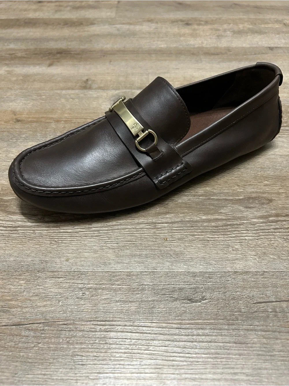 Cole Han Somerset Men's Size 11.5 M Brown Leather Driving Loafers Gold Horse Bit